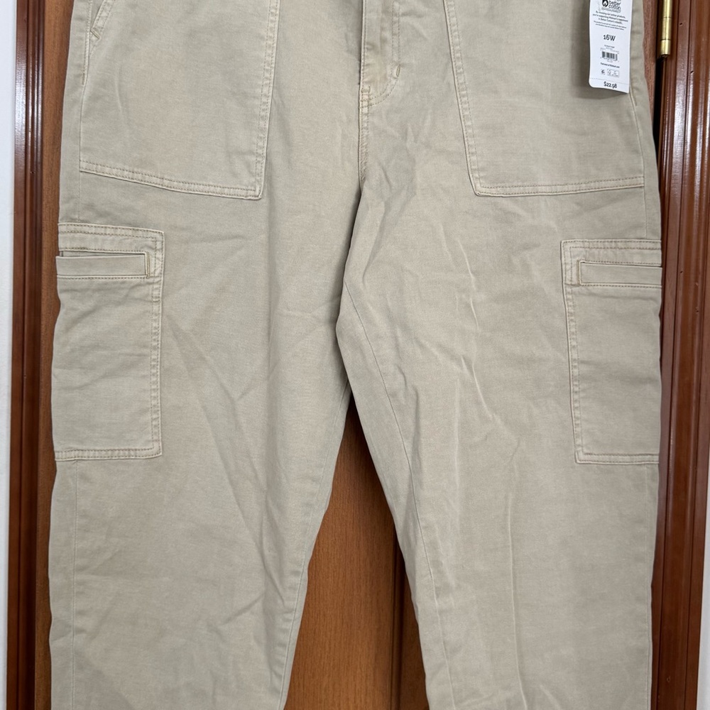 Terra & Sky Women's Khaki Tan Cargo Utility Pants plus size 16W